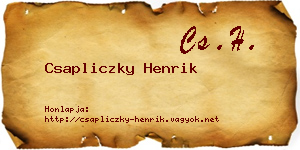 Csapliczky Henrik névjegykártya